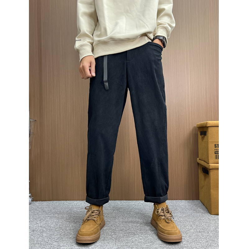 英倫風 秋冬款燈芯絨長褲 小腳設計 時尚休閒 直筒褲