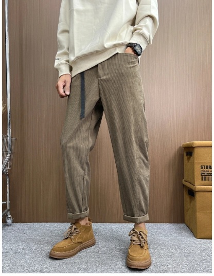 英倫風 秋冬款燈芯絨長褲 小腳設計 時尚休閒 直筒褲