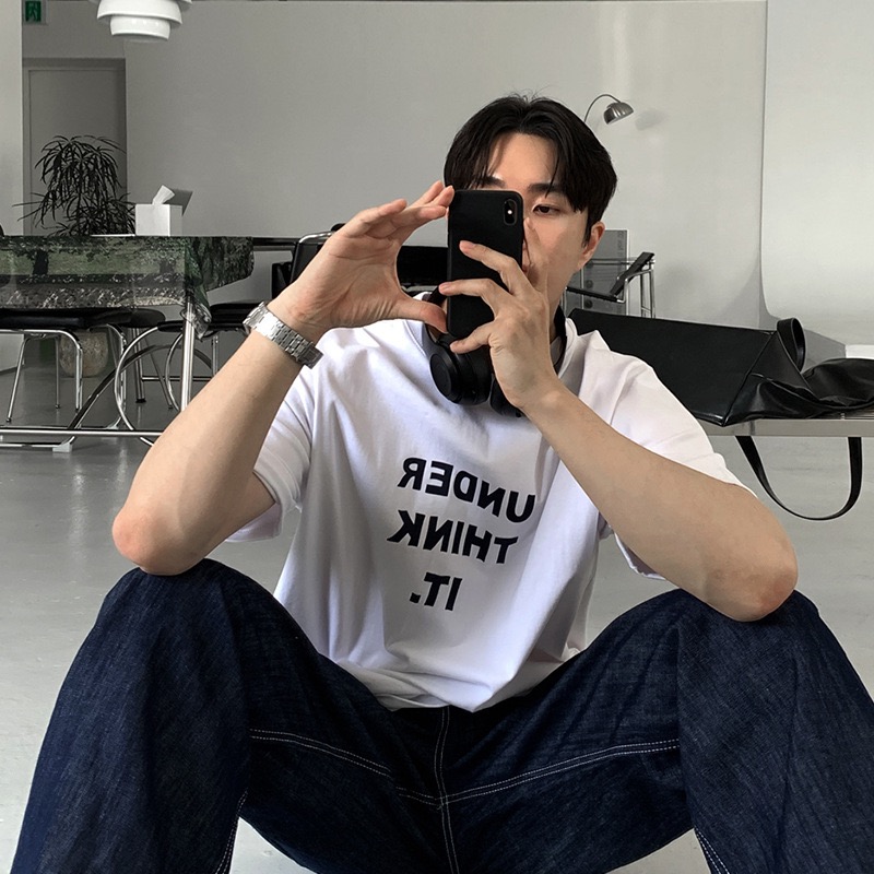 AS 韓版字母TEE 「沈思者」 寬鬆落肩｜休閒百搭