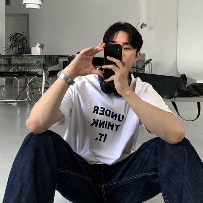 AS 韓版字母TEE 「沈思者」 寬鬆落肩｜休閒百搭