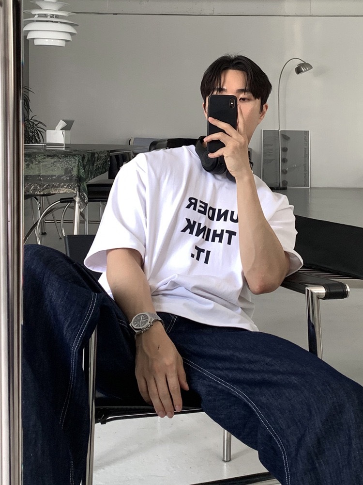 AS 韓版字母TEE 「沈思者」 寬鬆落肩｜休閒百搭