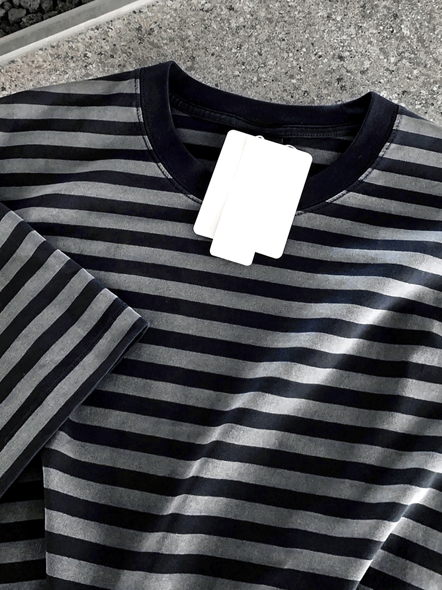 AS 純棉落肩TEE 條紋短袖｜寬鬆親膚日系感