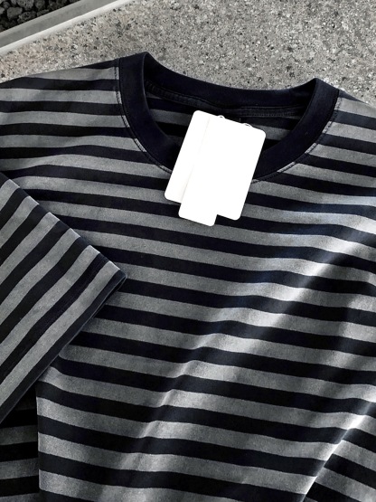 AS 純棉落肩TEE 條紋短袖｜寬鬆親膚日系感