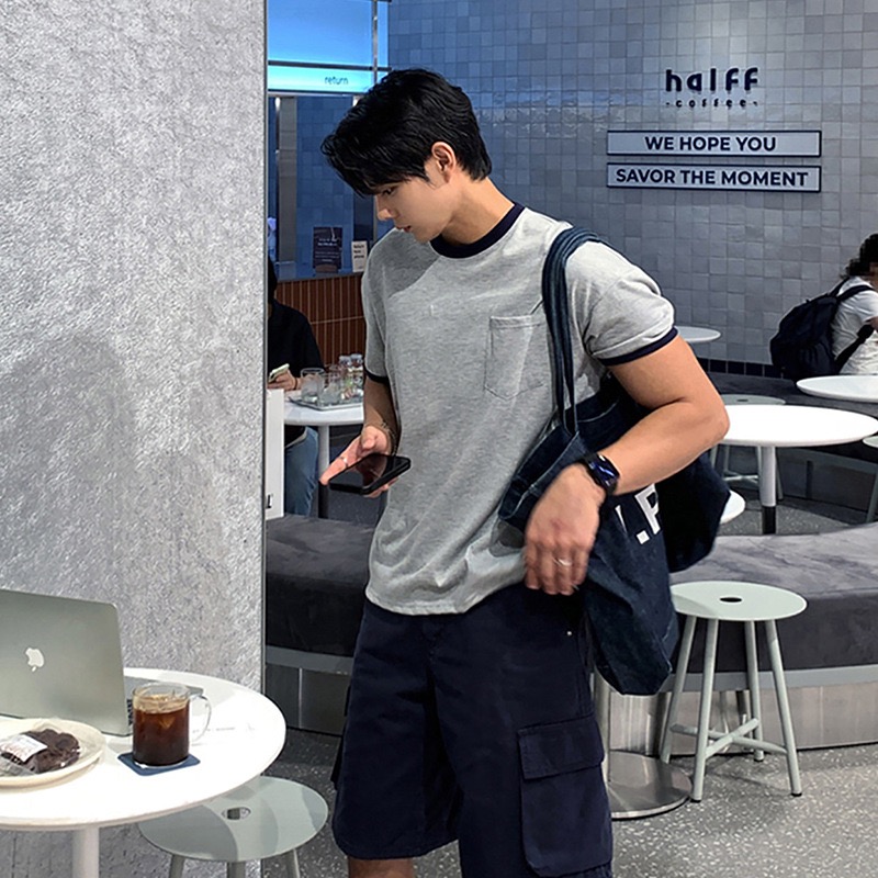 AS 韓版慵懶TEE 簡約拼色 圓領設計｜純棉親膚