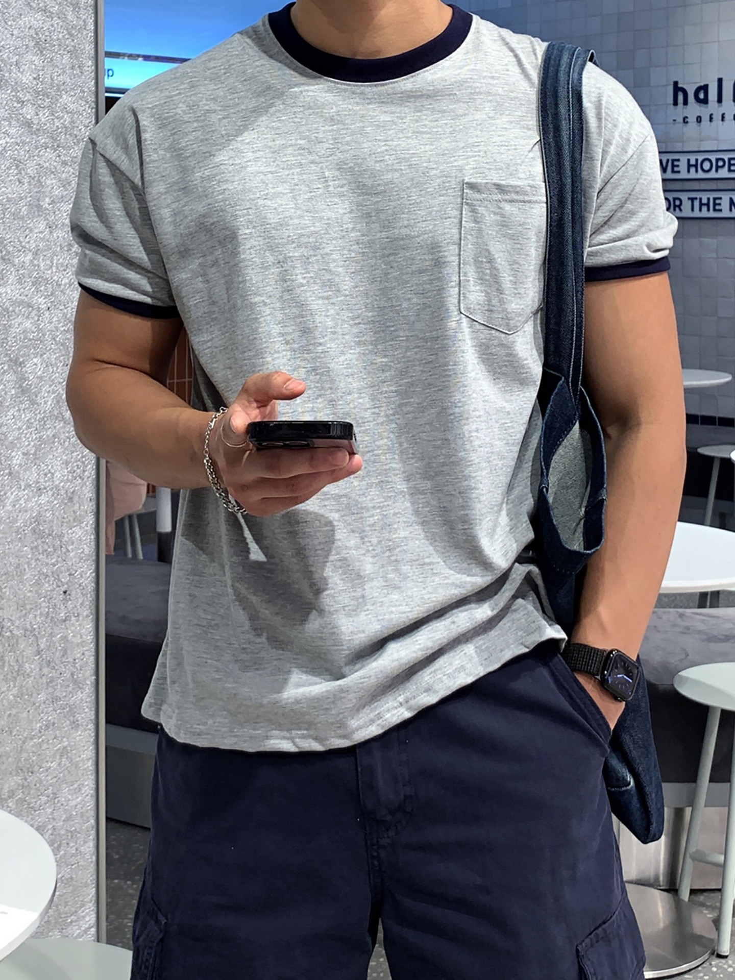 AS 韓版慵懶TEE 簡約拼色 圓領設計｜純棉親膚