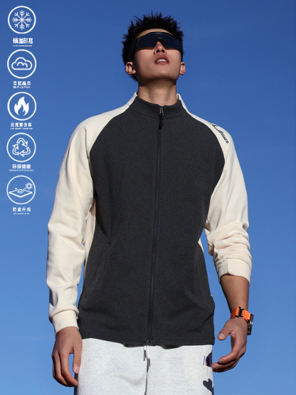 AT 德絨立領外套 插肩袖設計 顯肩寬顯身材  拉鍊外套