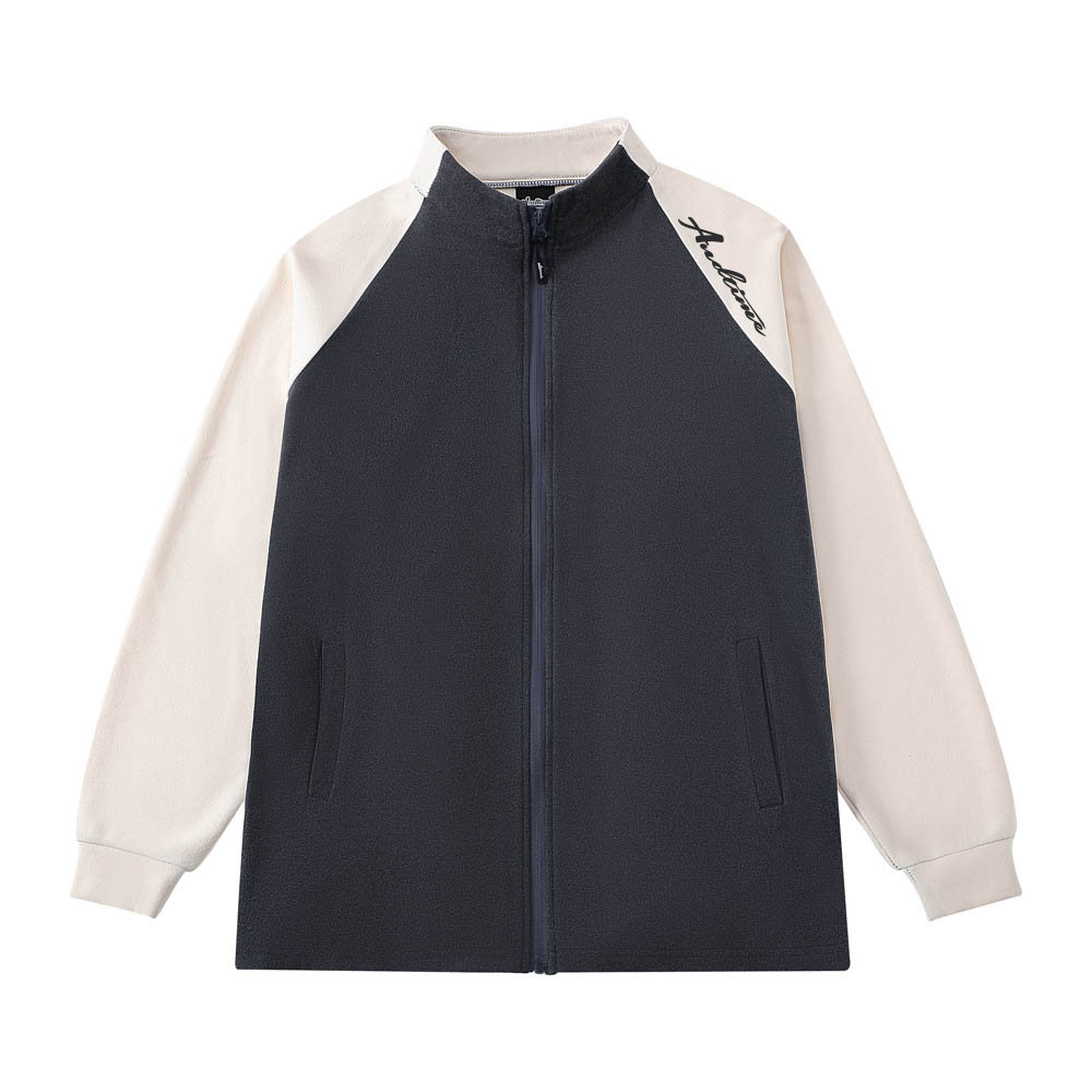 AT 德絨立領外套 插肩袖設計 顯肩寬顯身材  拉鍊外套