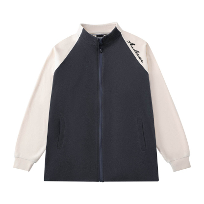 AT 德絨立領外套 插肩袖設計 顯肩寬顯身材  拉鍊外套