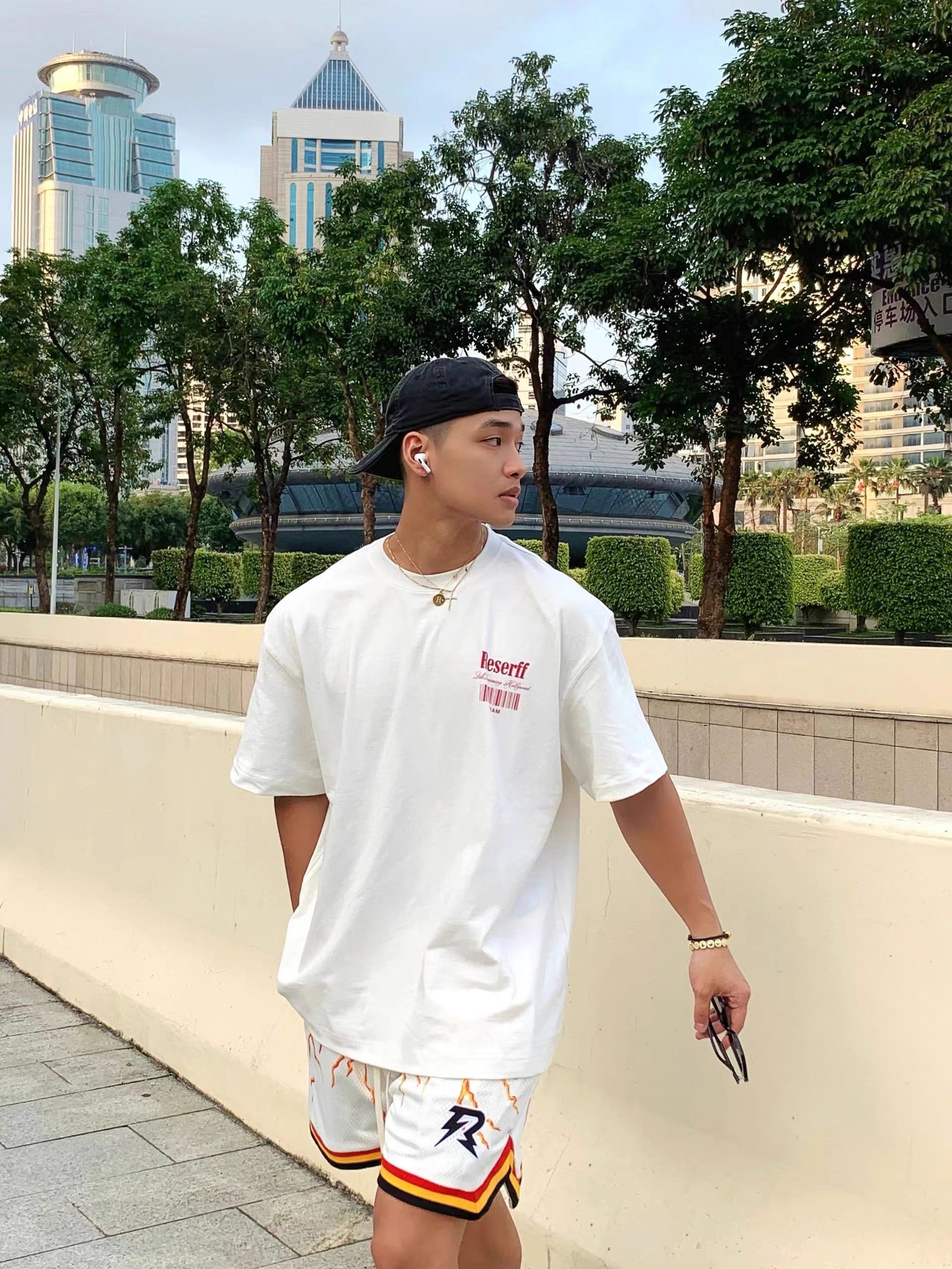 DK 復古風 美式T恤 寬鬆純棉 「條形碼」 圓領短袖