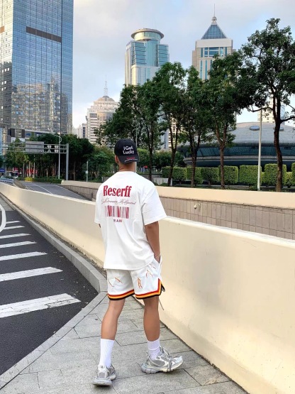 DK 復古風 美式T恤 寬鬆純棉 「條形碼」 圓領短袖