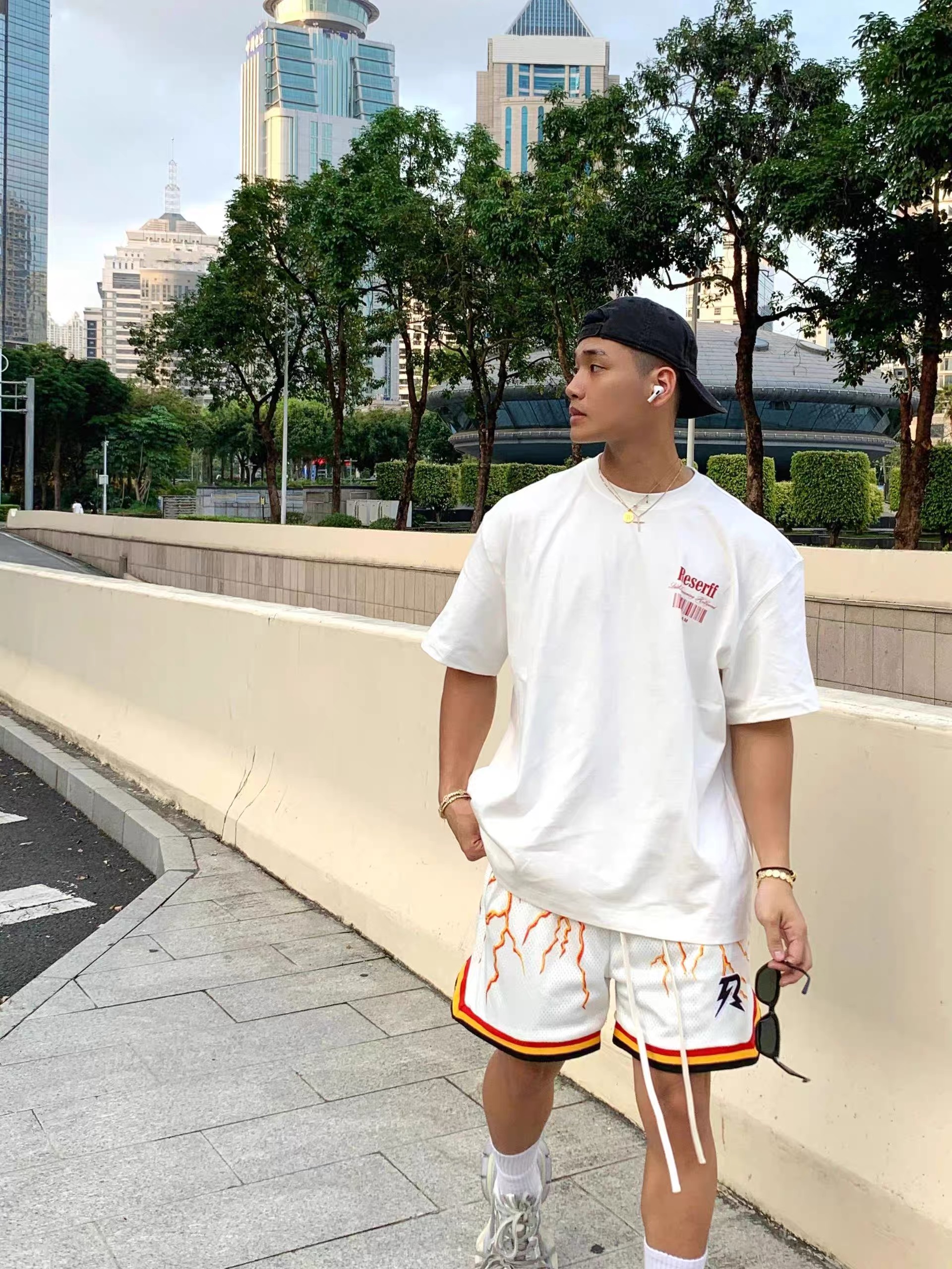 DK 復古風 美式T恤 寬鬆純棉 「條形碼」 圓領短袖