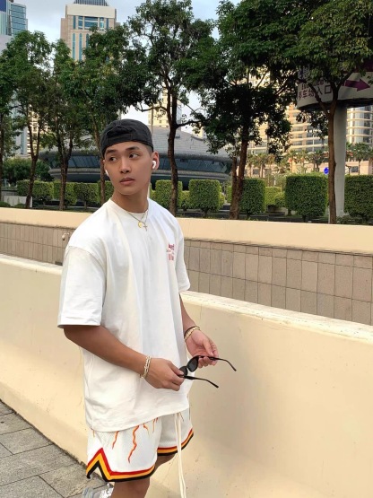 DK 復古風 美式T恤 寬鬆純棉 「條形碼」 圓領短袖