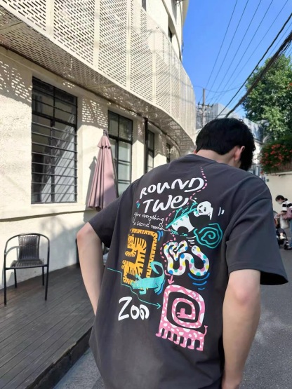DK 可愛風 美式T恤 寬鬆純棉 「精靈ZOO」 圓領短袖