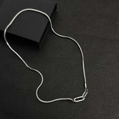 AK 鈦鋼項鍊 男士方釦素鏈 簡約高級百搭 寬2MM