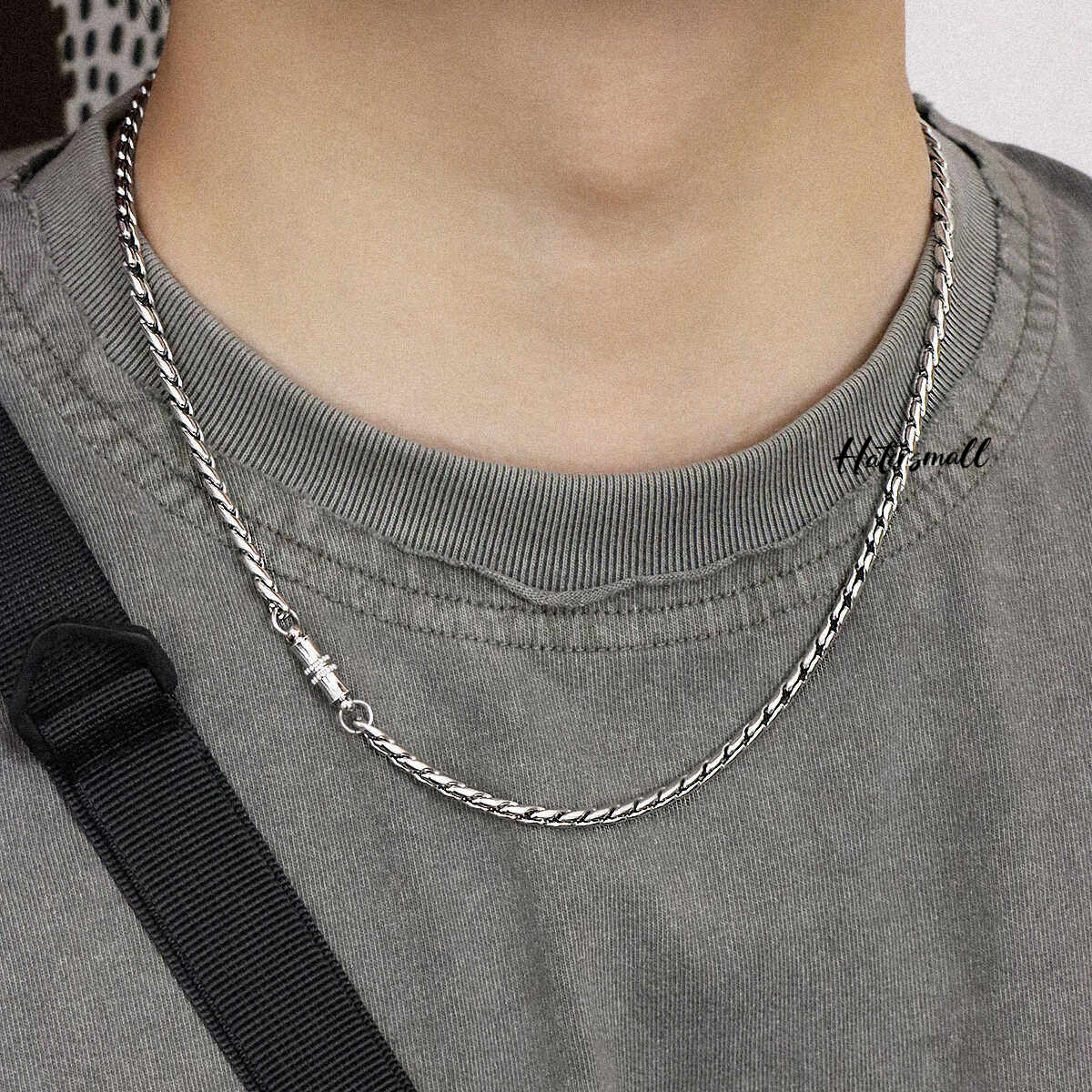 AG 鈦鋼磁吸項鍊 男士龍骨素鏈 簡約高級百搭 