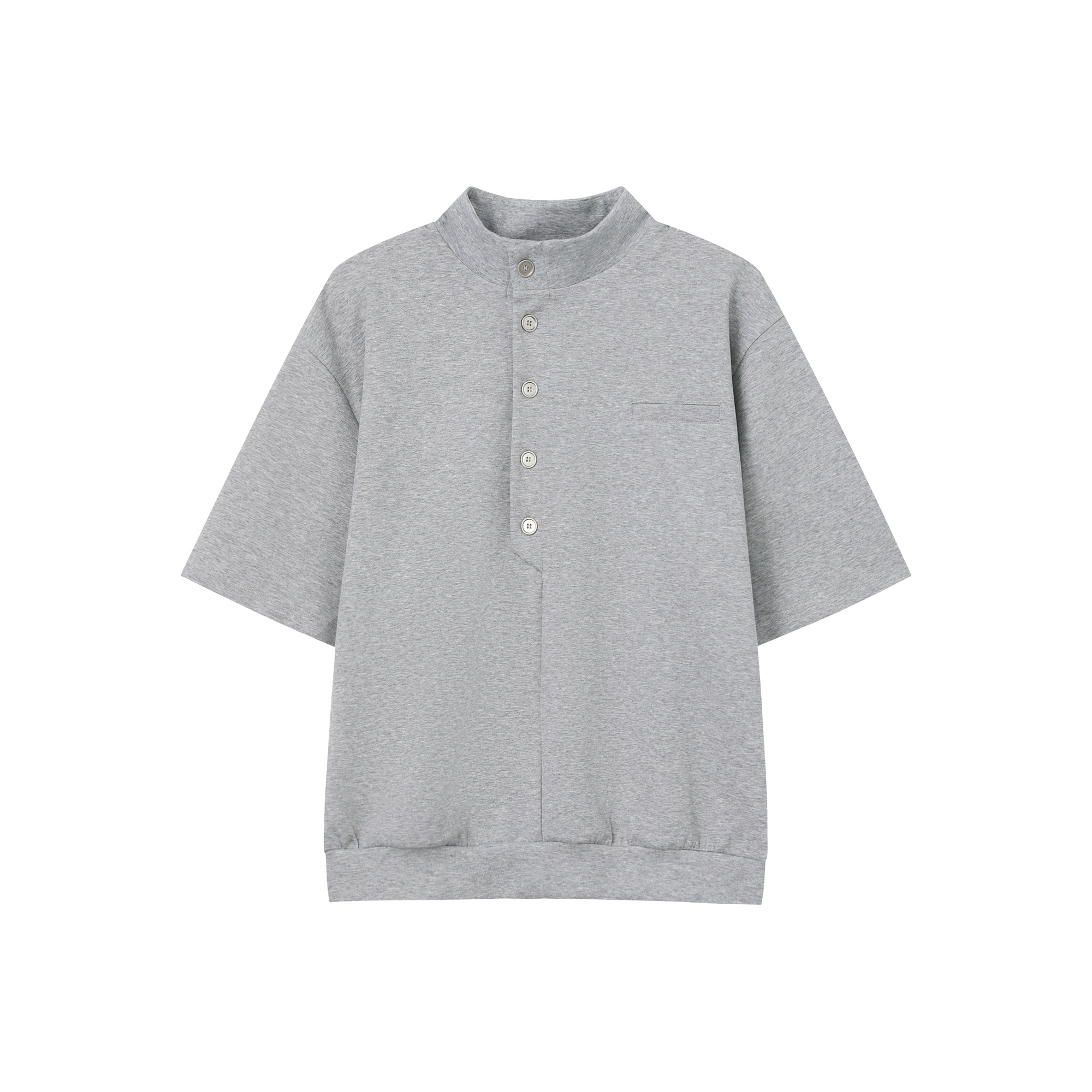 韓版休閒套裝 亨利領 短袖上衣+鬆緊腰休閒長褲｜寬鬆舒適