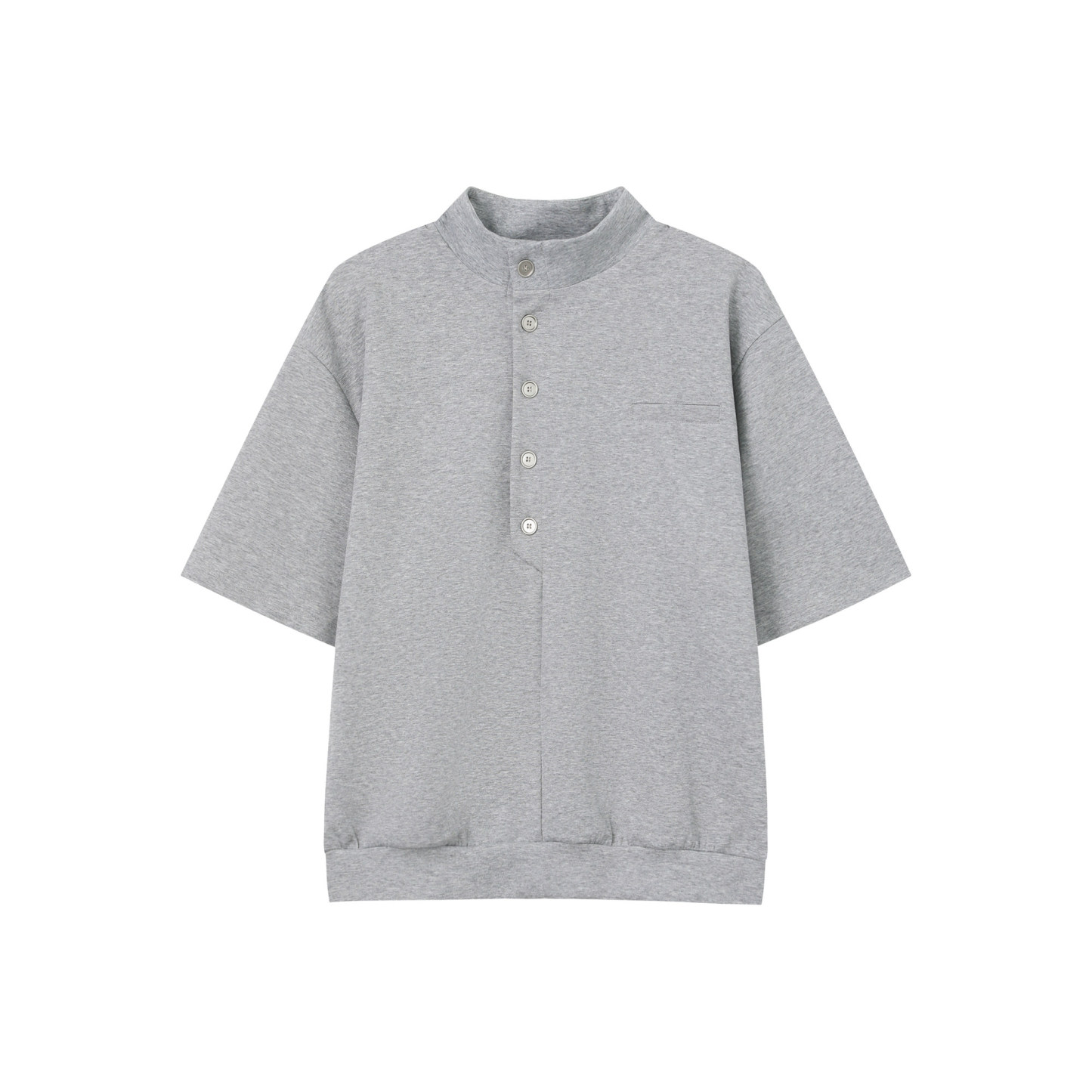 韓版休閒套裝 亨利領 短袖上衣+鬆緊腰休閒長褲｜寬鬆舒適