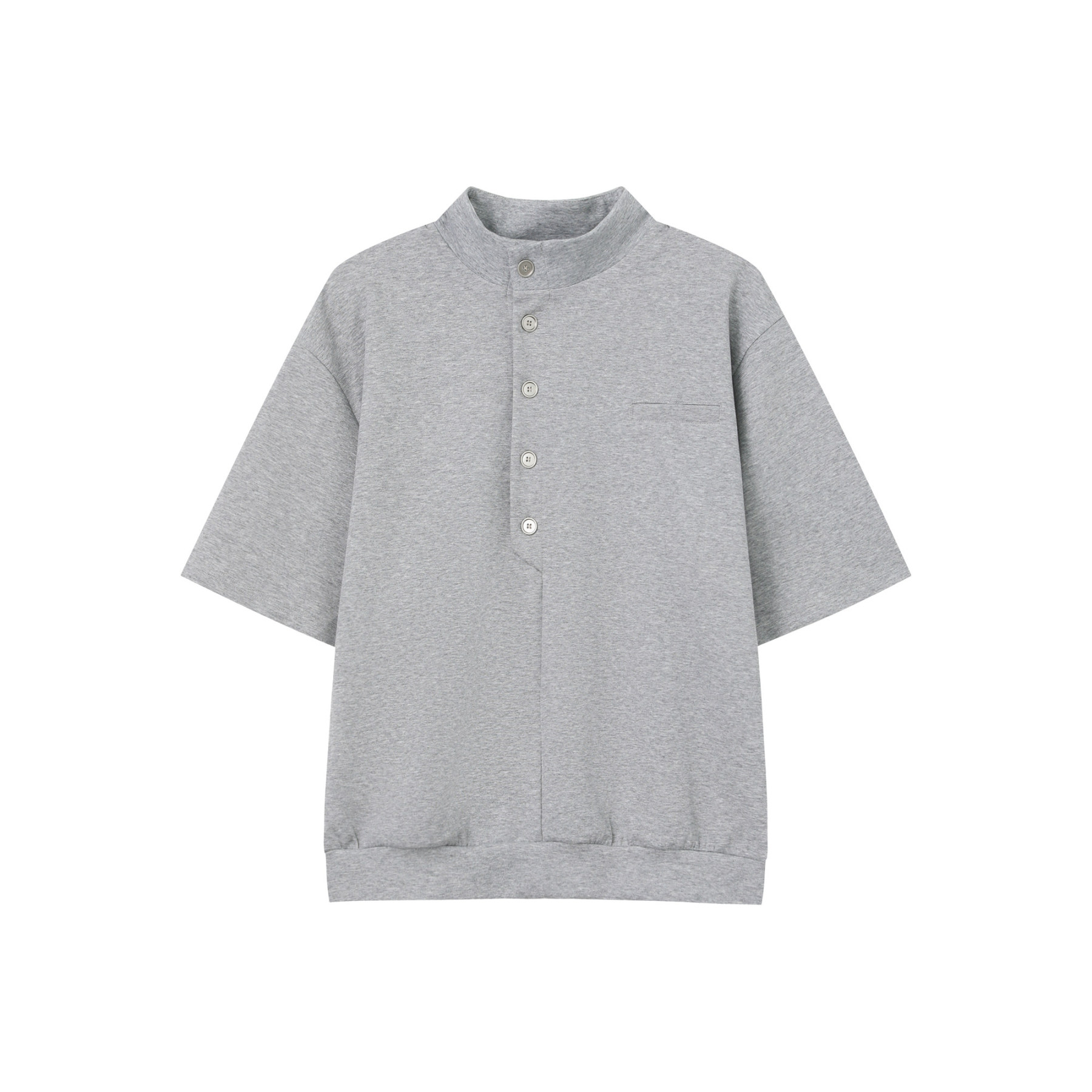 韓版休閒套裝 亨利領 短袖上衣+鬆緊腰休閒長褲｜寬鬆舒適