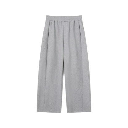 韓版休閒套裝 亨利領 短袖上衣+鬆緊腰休閒長褲｜寬鬆舒適