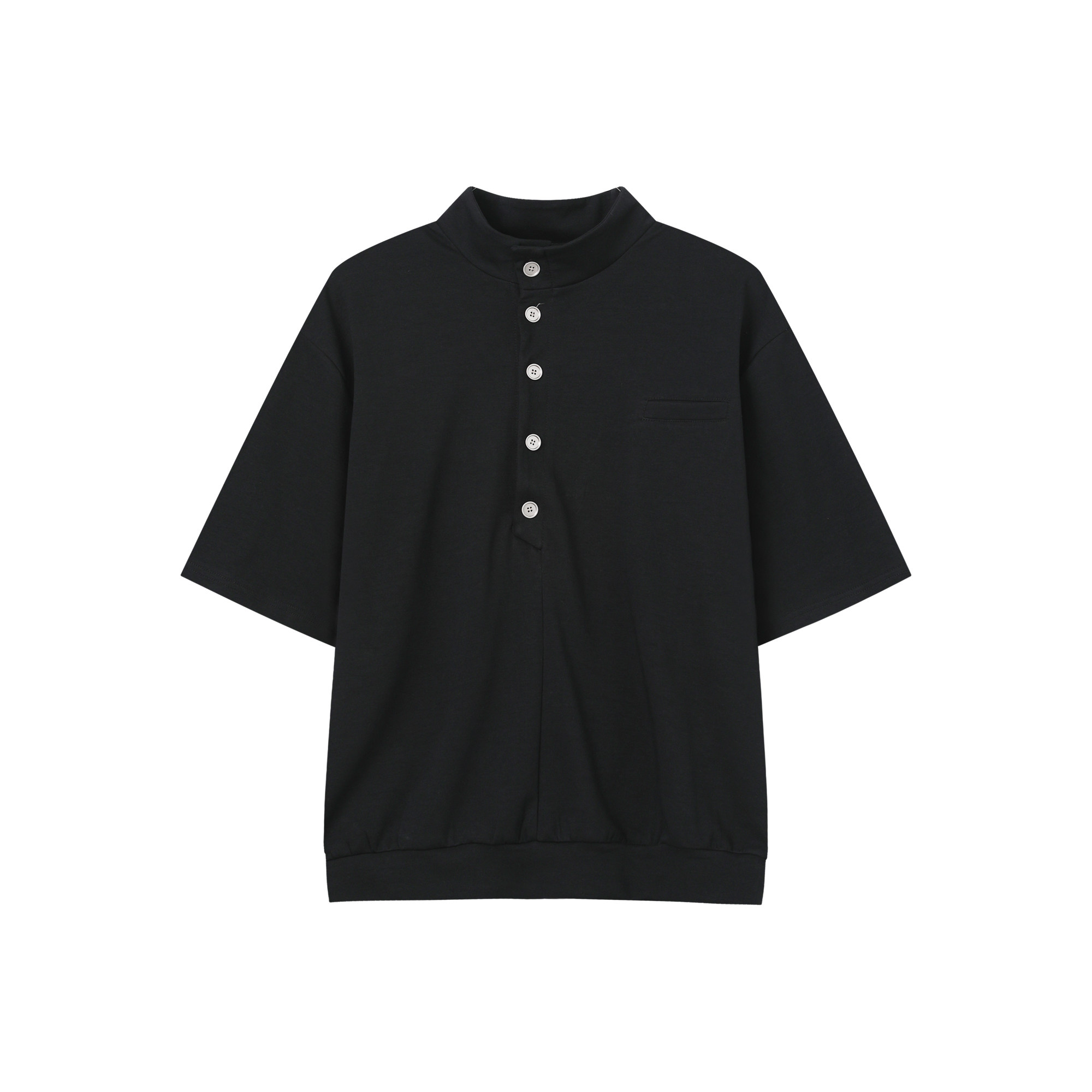 韓版休閒套裝 亨利領 短袖上衣+鬆緊腰休閒長褲｜寬鬆舒適