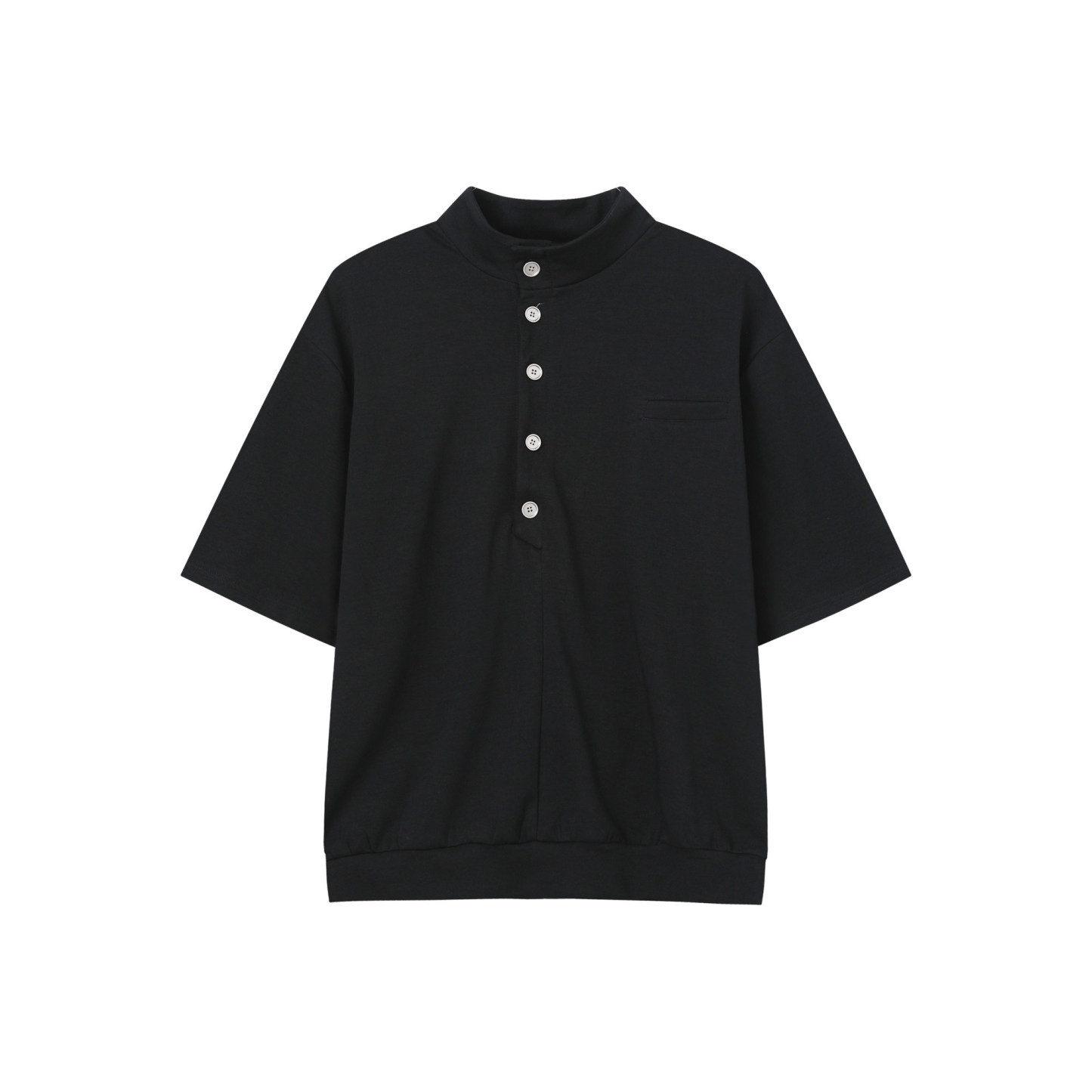 韓版休閒套裝 亨利領 短袖上衣+鬆緊腰休閒長褲｜寬鬆舒適