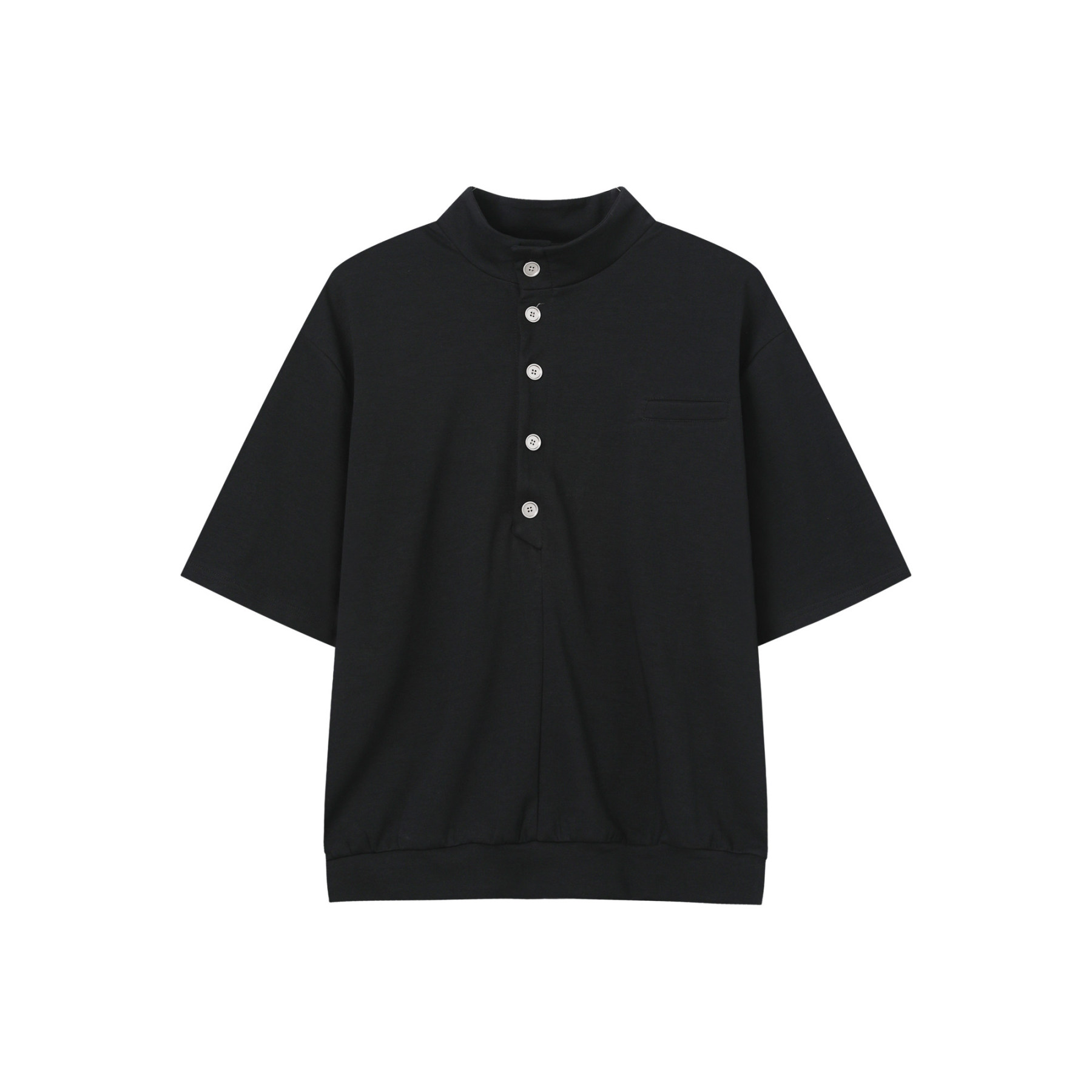 韓版休閒套裝 亨利領 短袖上衣+鬆緊腰休閒長褲｜寬鬆舒適