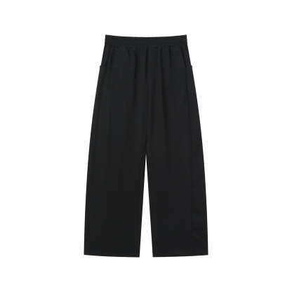 韓版休閒套裝 亨利領 短袖上衣+鬆緊腰休閒長褲｜寬鬆舒適