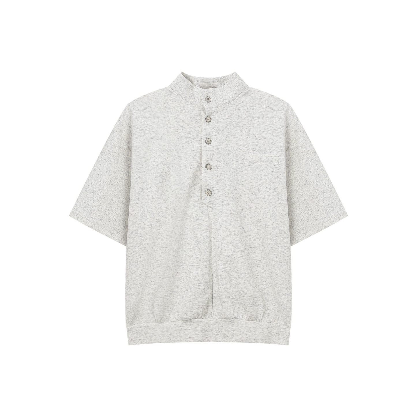 韓版休閒套裝 亨利領 短袖上衣+鬆緊腰休閒長褲｜寬鬆舒適