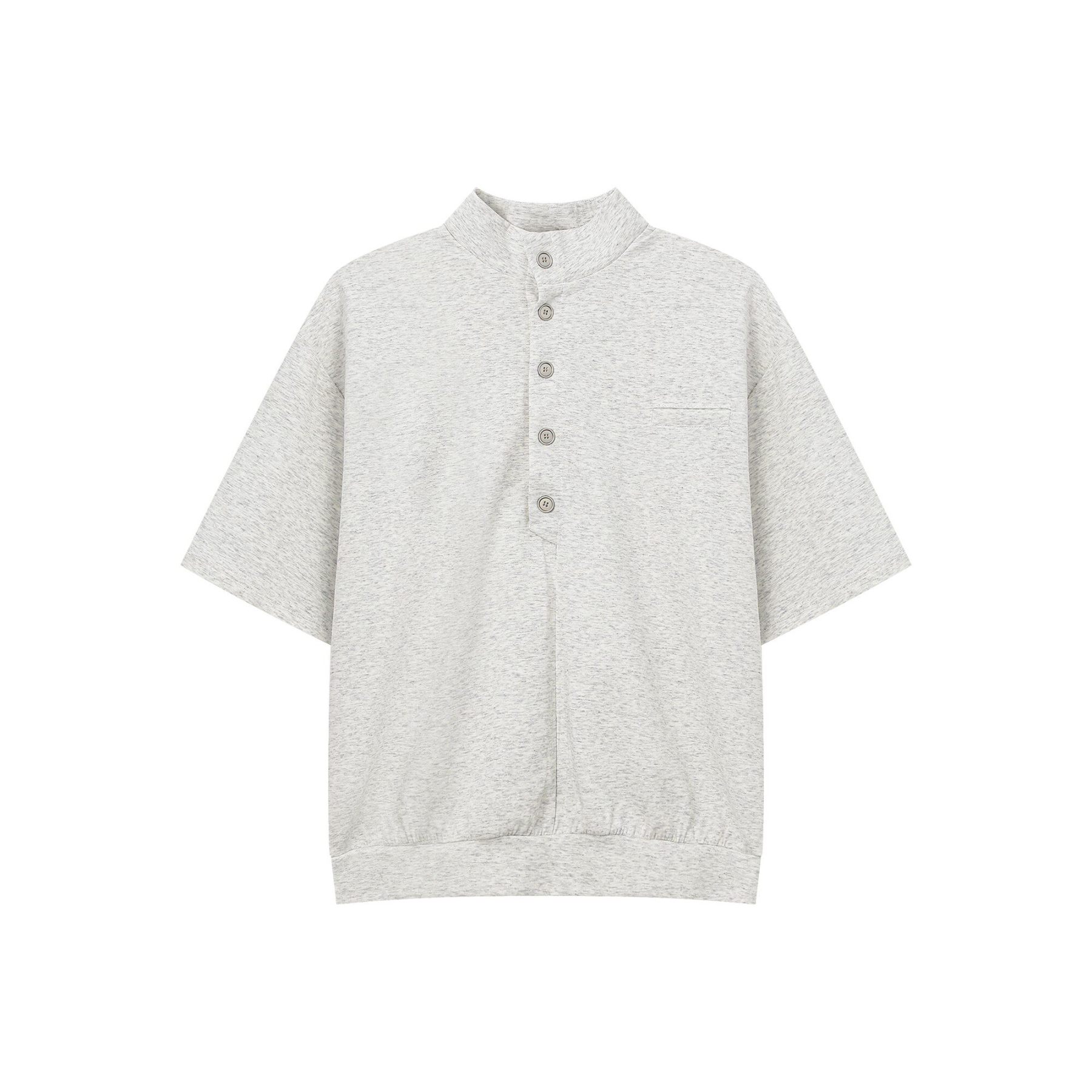 韓版休閒套裝 亨利領 短袖上衣+鬆緊腰休閒長褲｜寬鬆舒適