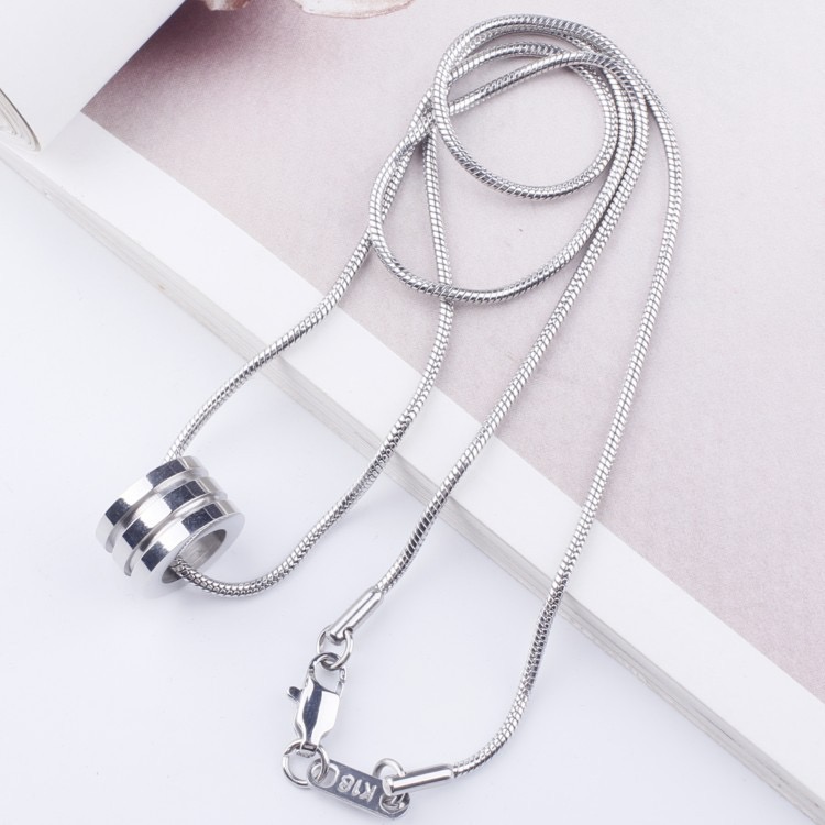 男士三環幻影項鍊 2mm方形蛇骨鏈搭配三環 高級簡約 質感配飾
