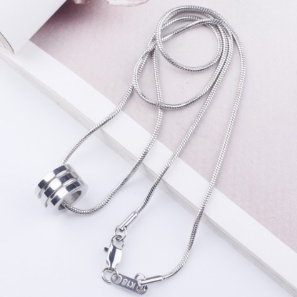 男士三環幻影項鍊 2mm方形蛇骨鏈搭配三環 高級簡約 質感配飾