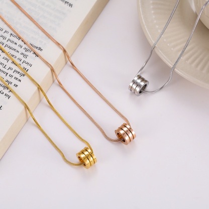 男士三環幻影項鍊 2mm方形蛇骨鏈搭配三環 高級簡約 質感配飾