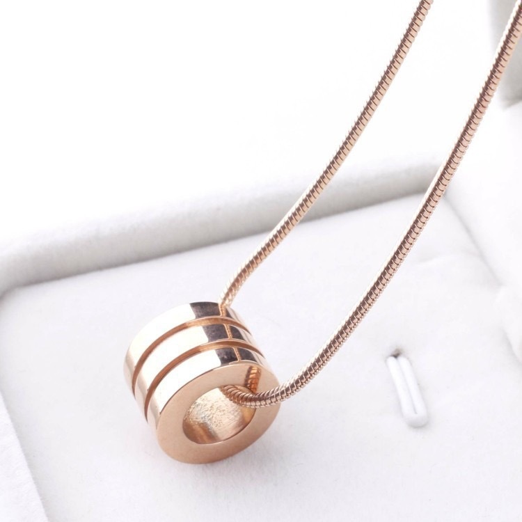 男士三環幻影項鍊 2mm方形蛇骨鏈搭配三環 高級簡約 質感配飾