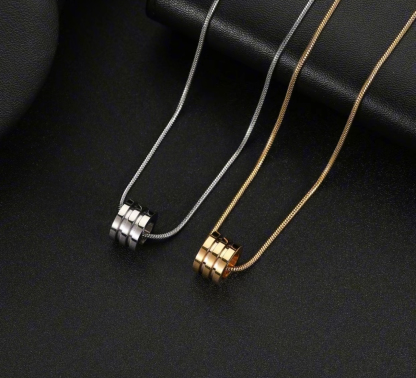 男士三環幻影項鍊 2mm方形蛇骨鏈搭配三環 高級簡約 質感配飾