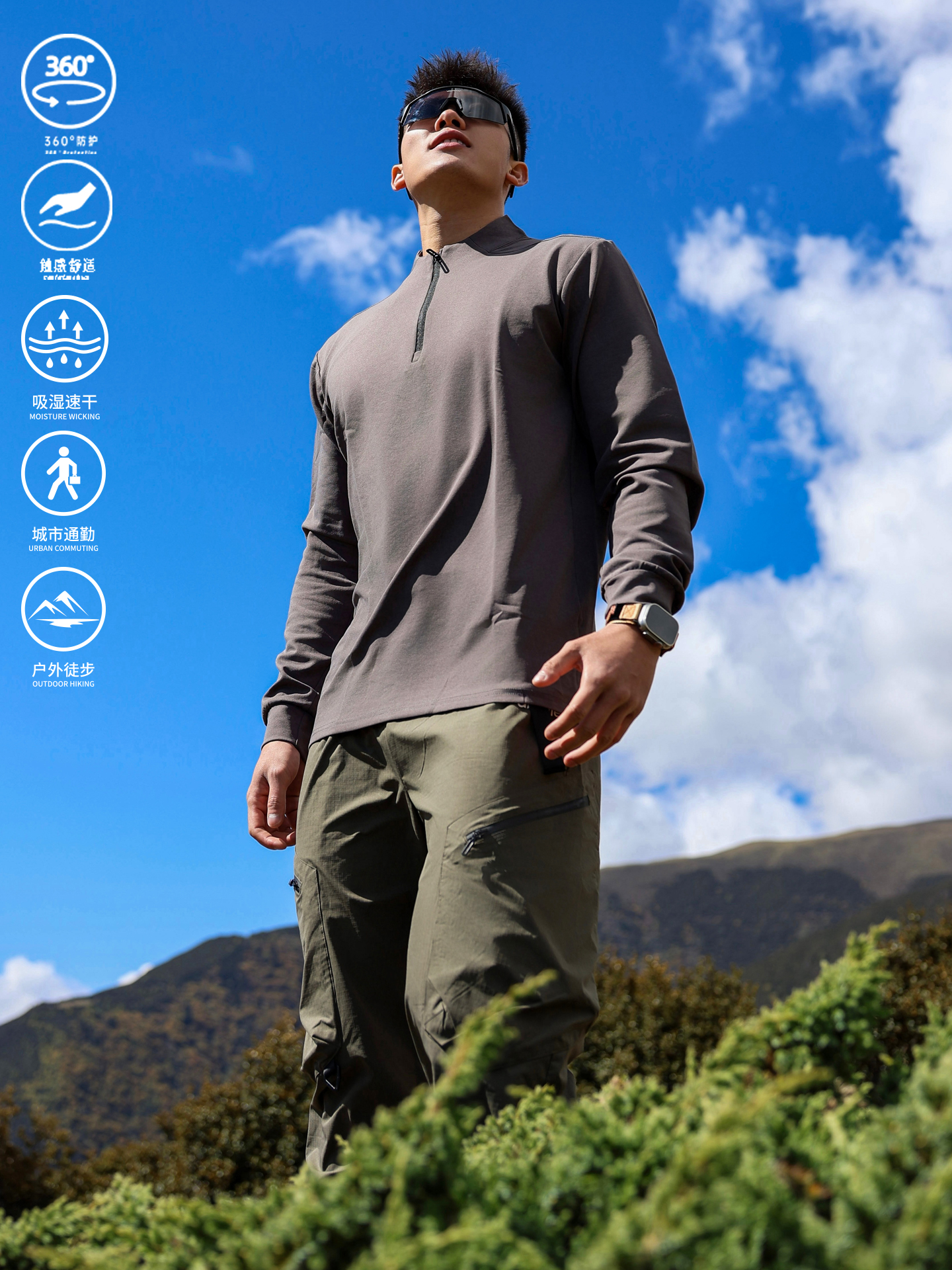 AT 重磅美式半拉鍊運動長袖 親膚速乾 運動服 