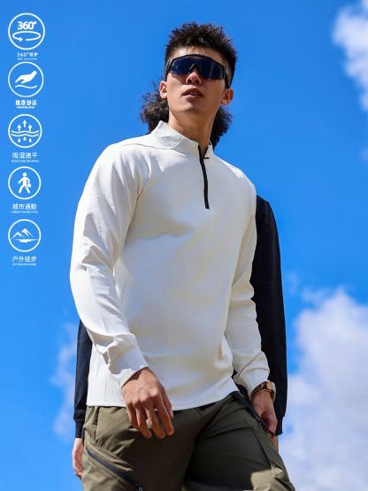 AT 重磅美式半拉鍊運動長袖 親膚速乾 運動服 