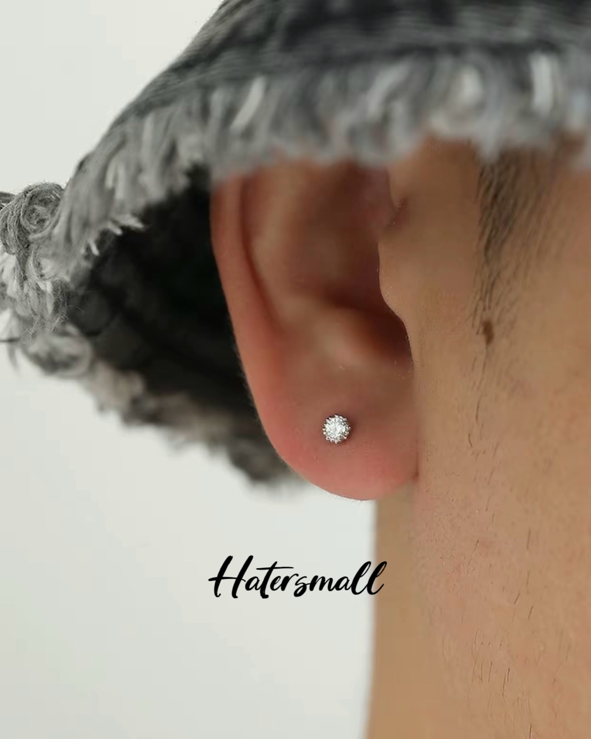 HT 合金鑽石耳釘 螺紋設計 小眾低調男士配飾
