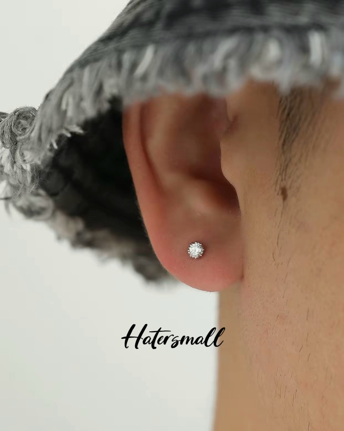HT 合金鑽石耳釘 螺紋設計 小眾低調男士配飾