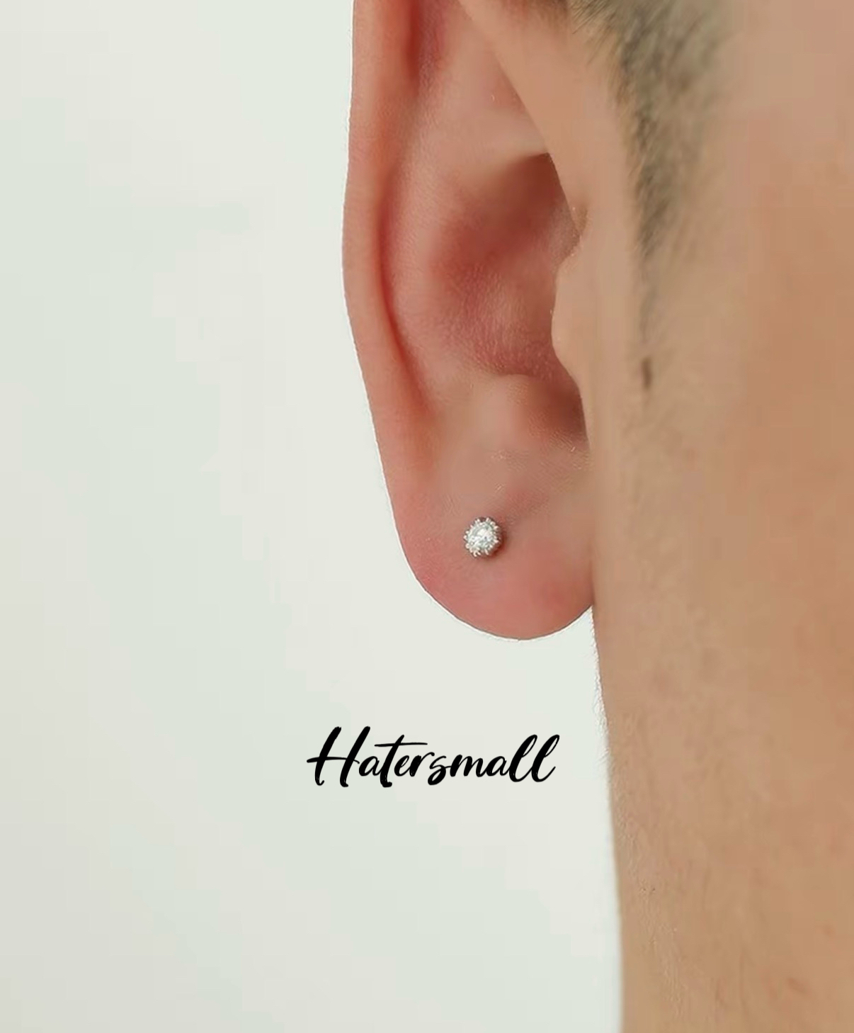 HT 合金鑽石耳釘 螺紋設計 小眾低調男士配飾