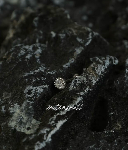 HT 合金鑽石耳釘 螺紋設計 小眾低調男士配飾