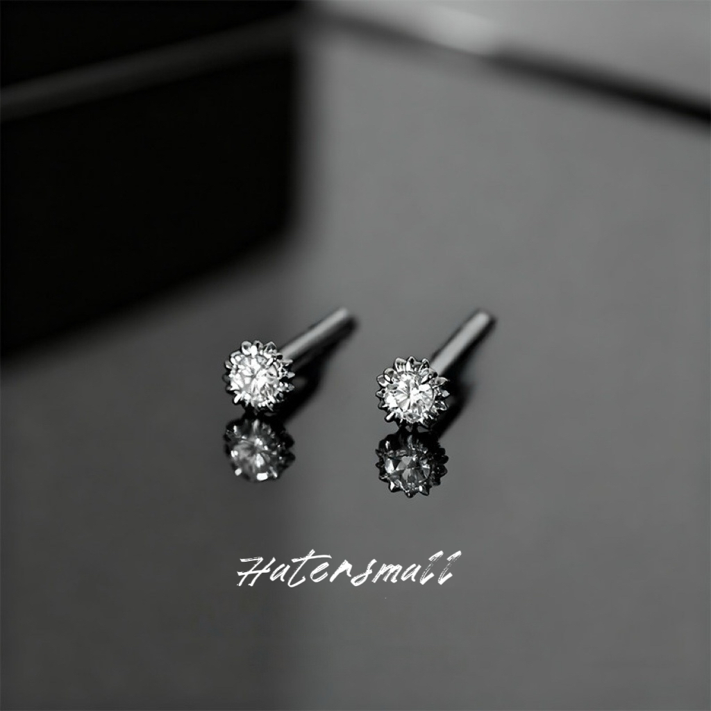 HT 合金鑽石耳釘 螺紋設計 小眾低調男士配飾