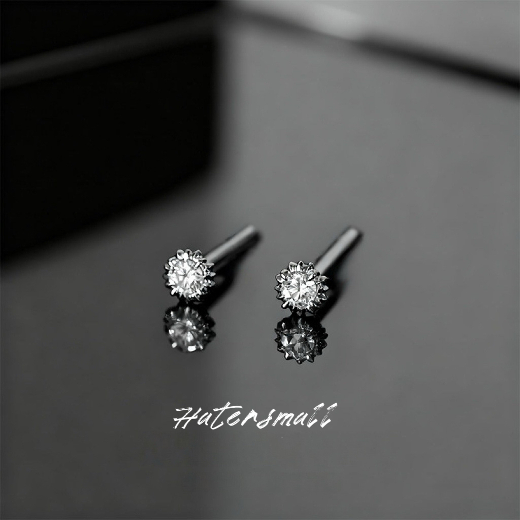 HT 合金鑽石耳釘 螺紋設計 小眾低調男士配飾