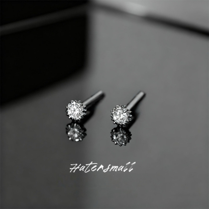 HT 合金鑽石耳釘 螺紋設計 小眾低調男士配飾