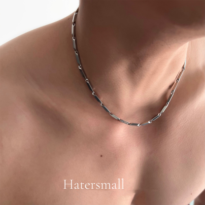 HT男士菱形鎖骨鏈 鈦鋼金屬質感 簡約高級 穿搭配飾｜禮盒裝