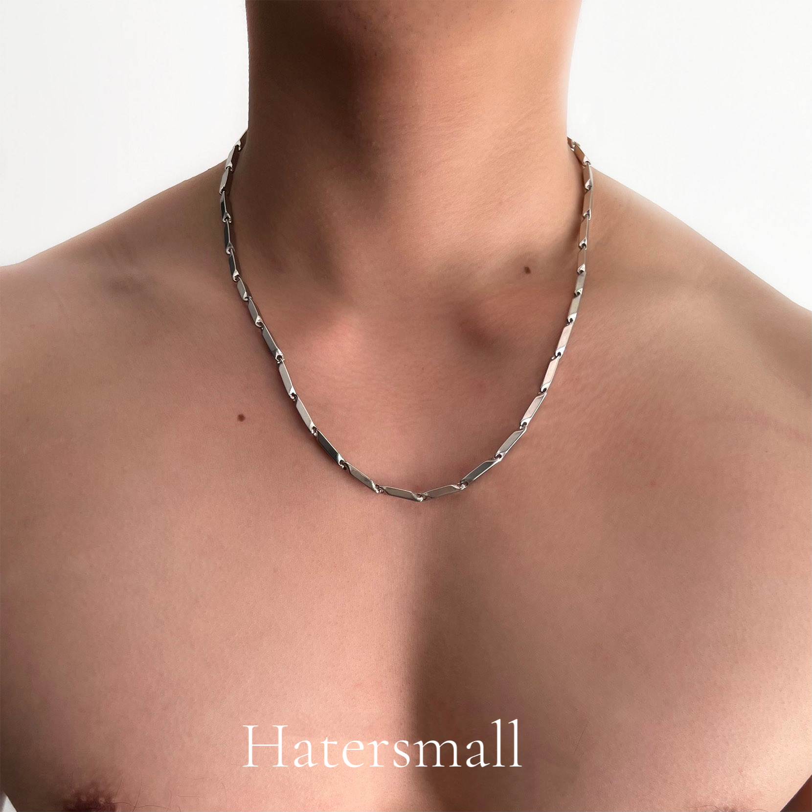 HT男士菱形鎖骨鏈 鈦鋼金屬質感 簡約高級 穿搭配飾｜禮盒裝
