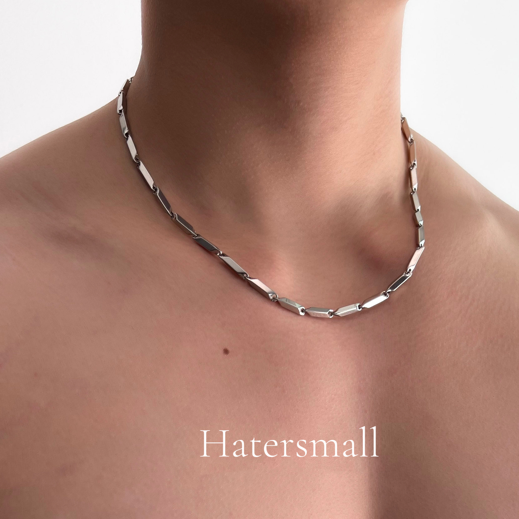 HT男士菱形鎖骨鏈 鈦鋼金屬質感 簡約高級 穿搭配飾｜禮盒裝