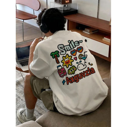 美式潮流 卡通印花 圓領TEE 純棉親膚 重磅260G 寬鬆版型