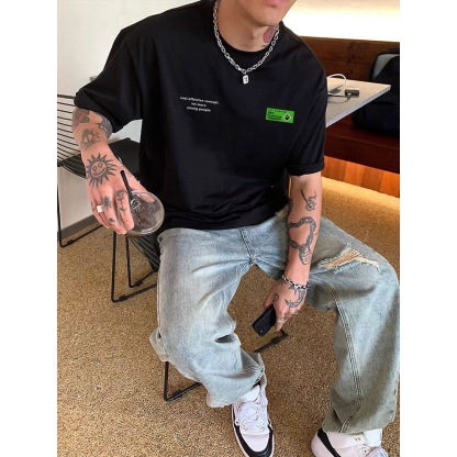 美式潮流 hiphop風 圓領TEE 純棉親膚 重磅260G 寬鬆版型