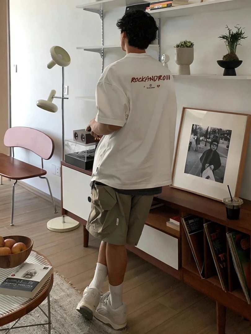 美式潮流「RR」圓領TEE 純棉親膚 重磅260G 寬鬆版型