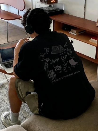 美式潮流CAMP OUT圓領TEE 純棉親膚 重磅260G 寬鬆版型